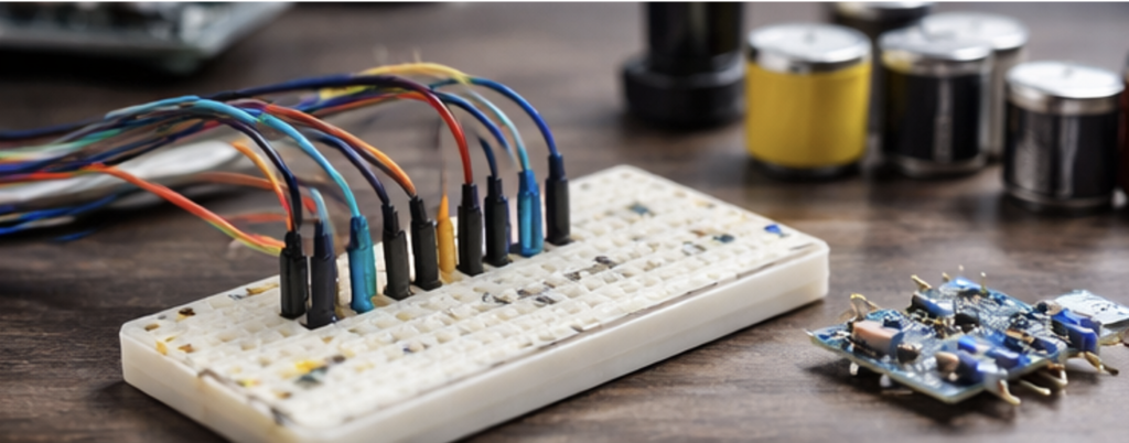 Protoboard y cables de conexión